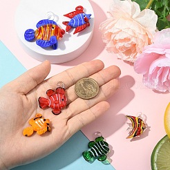 6pcs 6 Arten handgemachte Bunte Malerei-Anhänger&nbsp;LAMP-YW0001-56