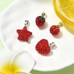 4pcs 4 Arten Polymer Ton Strass Anhänger&nbsp;FIND-YW0005-97
