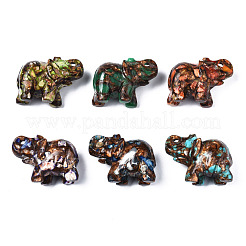 Éléphant assemblé bronzite naturelle et ornement modèle de jaspe impérial synthétique&nbsp;G-N330-62
