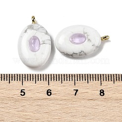 Anhänger aus natürlichem Howlith und Zirkonia&nbsp;G-Z076-01G-07