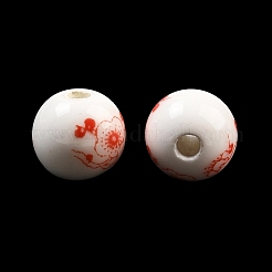 Perles de porcelaine à motifs floraux&nbsp;PORC-Q202-8mm-1