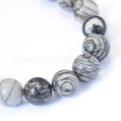 Pierre naturelle de soie noire / netstone perles rondes&nbsp;X-G-E334-10mm-05