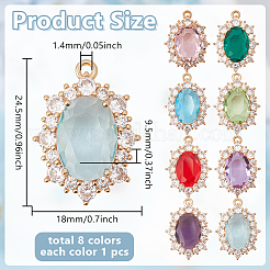 8 pendentif en laiton pavé de zircone cubique de 8 couleurs&nbsp;KK-AR0001-92