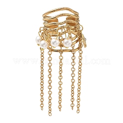 Offene Manschettenringe mit Quasten aus Edelstahl 304 für Damen&nbsp;RJEW-F208-01G-02