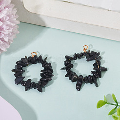 2 Stück Anhänger aus natürlichen Obsidian-Chip-Perlen&nbsp;PALLOY-TAC0232-05