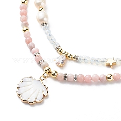 Set di collane di perline opale e opalite rosa naturale stile 2 pz 2&nbsp;NJEW-JN04001