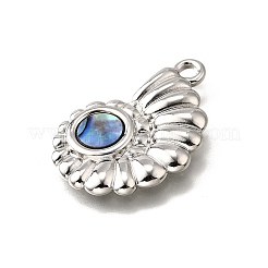 Pendentifs en coquillage paua naturel pavé en acier inoxydable 304&nbsp;STAS-C122-21C-01P