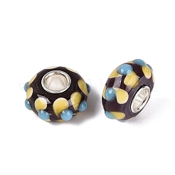 Cuentas europeas hechas a mano con vidrio soplado y núcleo de latón.&nbsp;LAMP-N044-13S-01
