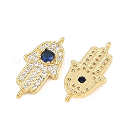 Breloques connecteurs en laiton micro-pavé de zircon cubique bleu marine&nbsp;CU-CBAB719-07G-D