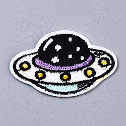 UFOアップリケ  機械刺繍布地手縫い/アイロンワッペン  マスクと衣装のアクセサリー  ブラック  34x51x1mm
