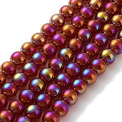 Fili di perline di agata rossa naturale elettrolitica, tondo, ab colore placcato, 6mm, Foro: 1 mm, circa 62pcs/filo, 14.76'' (37.5 cm)