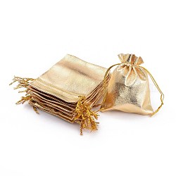 Organza Bags, Golden, about 10cm wide, 12cm long