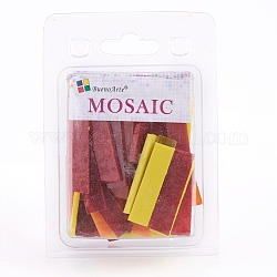 Carreaux de mosaïque de verre cabochons, pour l'artisanat d'art, rectanglee, rouge, 40.5~42.5x10~10.5x2.5~3mm, environ 200,g/boîte