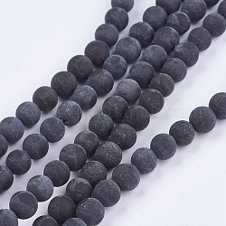 Natursteinperle schwarz Stränge, Runde, Schwarz, 6 mm, Bohrung: 1 mm, ca. 60~65 Stk. / Strang, 15.12~15.7 Zoll