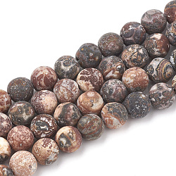 Fili di perline di diaspro rosso naturale pelle di leopardo, smerigliato, tondo, 12mm, Foro: 1.5 mm, circa 31~33pcs/filo, 14.9~15.1 pollice (38~38.5 cm)