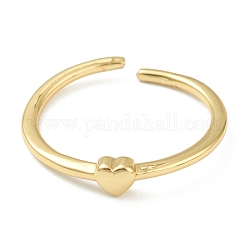 Латунь манжеты кольца, открытые кольца, долговечный, сердце, золотые, размер США 6, внутренний диаметр: 17 мм