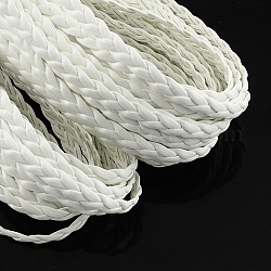 Braided Imitation Leather Cords, Herringbone Bracelet Findings, White, 7x2mm, about 109.36 yards(100m)/bundle
