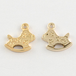 Alloy Rocking Horse Charms, Light Gold, 13x13x2mm, Hole: 1mm