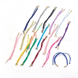 Nylon Cord Braided Bracelet Making, with Brass Beads, Golden, Mixed Color, 10-1/4 inch~11-7/8 inch(26~30cm), 3mm