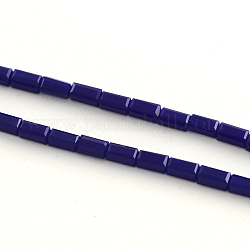 Faceted Glass Bead Strands, Cuboid, Indigo, 6~7x3x3mm, Hole: 1mm, about 80pcs/strand, 23.2inch
