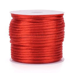 Corde de nylon, cordon de rattail satiné, pour la fabrication de bijoux en perles, nouage chinois, rouge, 1mm, environ 32.8 yards (30 m)/rouleau