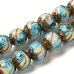 Goldsand-Bunte Malerei-Perlenstränge, Runde, Deep-Sky-blau, 10 mm, Bohrung: 1.6 mm, ca. 50 Stk. / Strang, 18.31'' (46.5 cm)