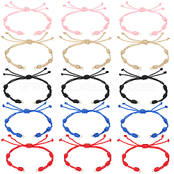 Sunnyclue 10 pièces 5 couleurs réglable cordon en nylon tressé fabrication de bracelets, avec 304 anneaux de saut ouverts en acier inoxydable, couleur mixte, longueur de chaîne unique: environ 6 pouce (15 cm), 2 pcs / couleur