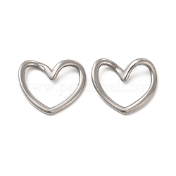 304 Stainless Steel Linking Rings, Twisted Heart, Stainless Steel Color, 15x17.5x3.5mm, Inner Diameter: 7x13.5mm