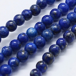 Chapelets de perles en lapis-lazuli naturel, ronde, 4mm, Trou: 0.5mm, Environ 103 pcs/chapelet, 15.35 pouce (39 cm)