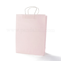 Sacs en papier rectangle, avec poignées, pour sacs-cadeaux et sacs à provisions, rose brumeuse, 42x31.3x11.3 cm, plier: 42x31.3x0.2 cm