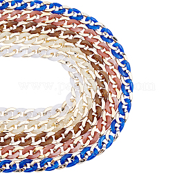 Пластиковая цепь ccb ручной работы gorgecraft, с акриловыми связующими кольцами, имитация драгоценных камней, для изготовления цепочек для сумочек, золотые, разноцветные, ссылка: 22~23x16~17x5 mm, 39.37 дюйм (1 м) на прядь, 5strands / комплект