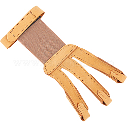 Leder Schutzhandschuh Bogenschießen 3 Finger Hand, zum Schießen von Bogenpfeilen, dunkelgolden, 200x70x21 mm