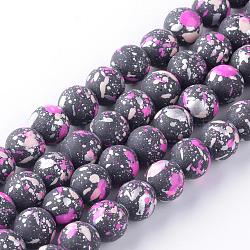 Chapelets de perles en verre peint, ronde, orchidée, 6mm, Trou: 1mm, Environ 133 pcs/chapelet, 31.4 pouce