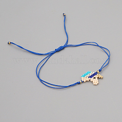Braccialetto di perline intrecciate con semi di vetro, braccialetto dell'amicizia unicorno per donna, blu medio, 11 pollice (28 cm)