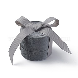Velvet Jewelry Set Box, with Ribbon and Card Paper, for Necklaces, Column, Gray, 6x5.5cm, Inner Diameter: 5.1cm