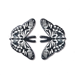 Ciondoli acrilici stampati halloween, farfalla con teschio, modello di farfalla, 32.5x50.5x2.7mm, Foro: 1.6 mm