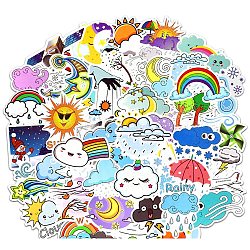 50Pcs PVC Self-Adhesive Cartoon Stickers, Waterproof Decals for Party Decorative Presents, Kid's Art Craft, Cloud, 50~100mm