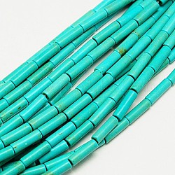 1 colonne de perles de turquoise brin synthétique brins, teinte, turquoise, 13x4mm, Trou: 1mm, Environ 32 pcs/chapelet, 16 pouce