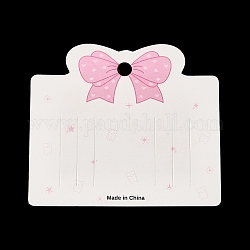 Cardboard Hair Clip Display Cards, Rectangle with Bowknot, White, 9x10.2x0.06cm, Hole: 8mm