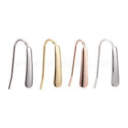 24Pcs 4 Colors 304 Stainless Steel Earring Hooks, with Horizontal Loop, Flat Ear Wire, Mixed Color, 18.5x13.5x3.5mm, Hole: 1.5mm, 20 Gauge, Pin: 0.8mm, 6pcs/color