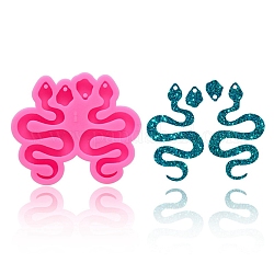 Moldes de silicona para colgante de serpiente diy, moldes de resina, para resina uv, fabricación de joyas de resina epoxi, de color rosa oscuro, 55x65x9mm