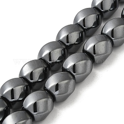 Chapelets de perles en hématite synthétique sans magnétiques, torsion ovale  , 12~12.5x11.5~12mm, Trou: 1mm, Environ 33 pcs/chapelet, 16.14'' (41 cm)