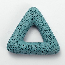 Synthetic Lava Rock Big Triangle Pendants, Dyed, Cadet Blue, 51x56x11mm, Hole: 18x20mm