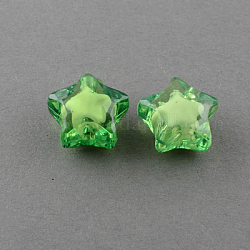 Transparent Acrylic Beads, Bead in Bead, Star, Lime Green, 34x35x13mm, Hole: 3mm, about 60pcs/500g