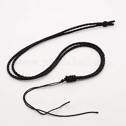 Fabricación de collar de cordón de nailon trenzado, negro, 2mm, 24.4 pulgada ~ 26 pulgadas