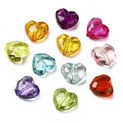 Perline acrilico trasparente, cuore, colore misto, 16.5x18.5x9.5mm, Foro: 2 mm, 292pcs/500g