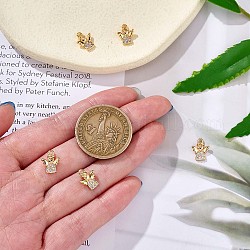 5 pièces en laiton ange pendentif à breloque en laiton micro pave clair breloques en zircone cubique véritable plaqué or pour bijoux collier boucle d'oreille faisant de l'artisanat, or, 11x8.5mm, Trou: 1.2mm