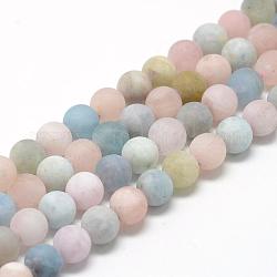 Chapelets de perles en morganite naturelle, mat, ronde, 11~12mm, Trou: 1mm, Environ 32~35 pcs/chapelet, 15.7 pouce