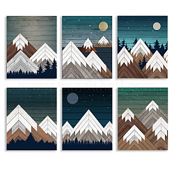 Abstract Art Chemical Fiber Oil Canvas Hanging Painting, Home Wall Decoration Accessories, Rectangle, Mountain Pattern, 250x200mm, 6pcs/set