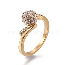 Revestimiento iónico (ip) 304 anillas de acero inoxidable, con diamantes de imitación de arcilla polimérica, redondo, cristal, dorado, tamaño de 6~9, 16~19mm